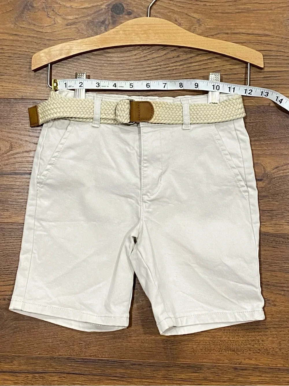 Gymboree Boys Stone (Lt.Khaki) Chino Shorts with Braided Belt Size 7